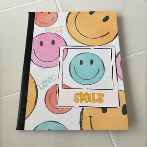 4/$15 Handcrafted Colorful Smiley Face Composition Notebook